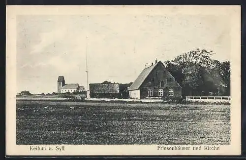 AK Keitum a. Sylt, Blick auf Friesenhäuser und Kirche