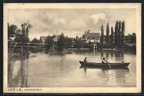 AK Lahr i. B., Dammenmühle mit Ruderboot