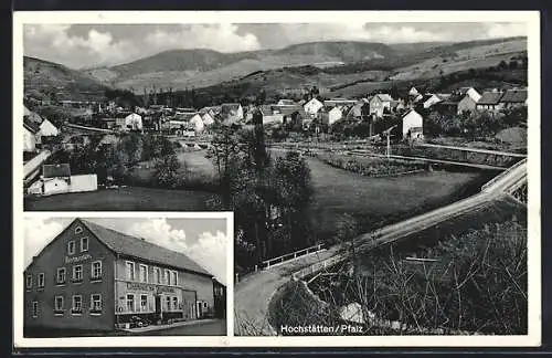 AK Hochstätten /Pfalz, Gasthaus zur Alsenzbahn, Teilansicht mit Strassenpartie