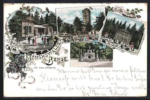 Lithographie Wilthen, Gasthaus Mönchswalder Berg