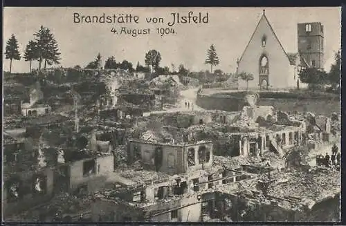 AK Ilsfeld, Brandstätte 1904, Zerstörte Ortspartie