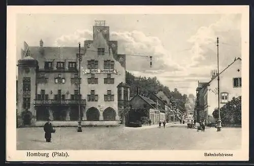 AK Homburg /Pfalz, Hotel Peterhof Ecke Bahnhofstrasse