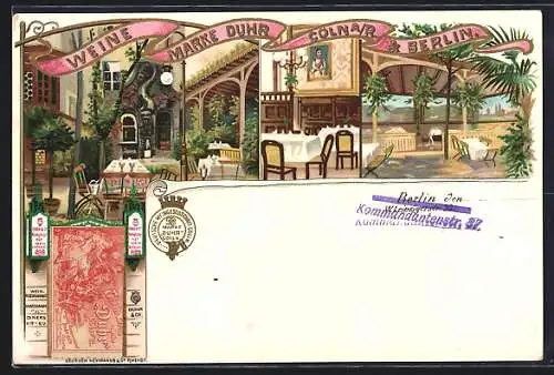 Lithographie Berlin, Restaurant Wassmann, Leipziger Strasse 33, Aussen- u. Innenansichten