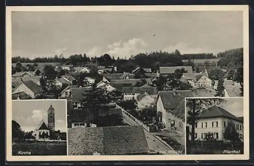 AK Weicht, Ortsansicht mit Kirche und Pfarrhof