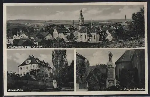 AK Ergoldsbach, Krankenhaus, Kriegerdenkmal, Gesamtansicht