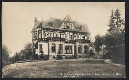 AK Stolberg a. Harz, Seitenansicht des Erholungsheims Kraftfahrer-Dank