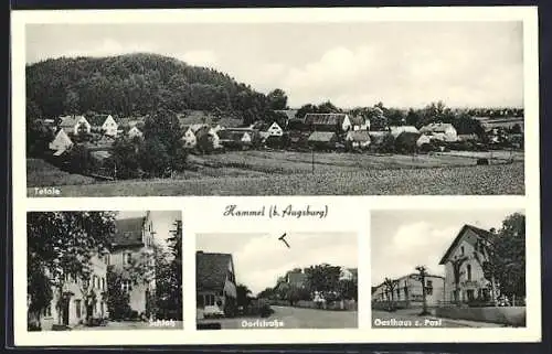 AK Hammel b. Augsburg, Gasthaus zur Post, Dorfstrasse, Schloss