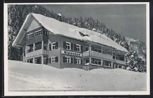 AK Oberstdorf, Blick zum Haus Alpenhof im Schnee