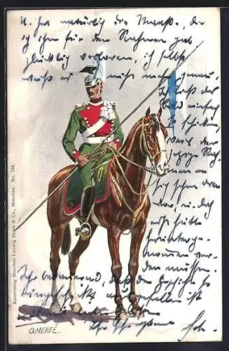 Künstler-AK O. Merte: Soldat in Uniform zu Pferd