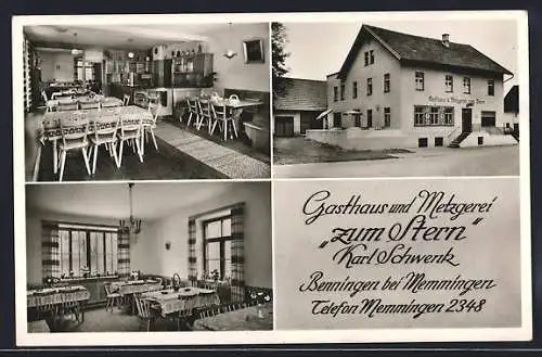 AK Benningen bei Memmingen, Gasthaus und Metzgerei zum Stern, Innenansichten