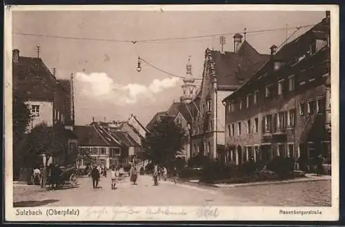 AK Sulzbach i. d. Opf., Rosenbergerstrasse mit Passanten