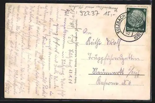AK Sulzbach i. d. Opf., Rosenbergerstrasse mit Passanten