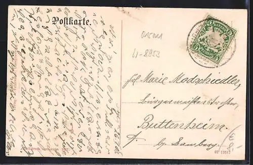 AK Obergünzburg, Oberer Markt mit Geschäften