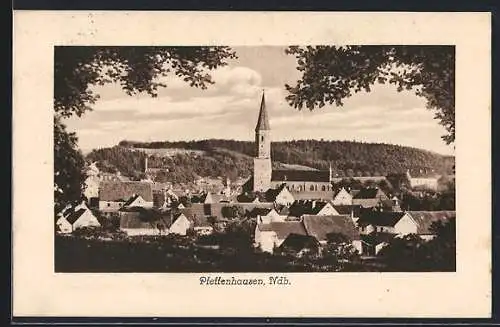 AK Pfeffenhausen /Ndb., Ortsansicht mit Kirchturm