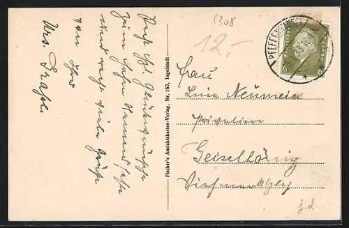 AK Pfeffenhausen /Ndb., Ortsansicht mit Kirchturm