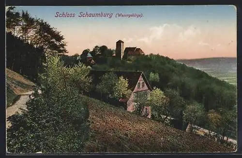 AK Schaumburg /Wesergebirge, Blick auf Schloss Schaumburg