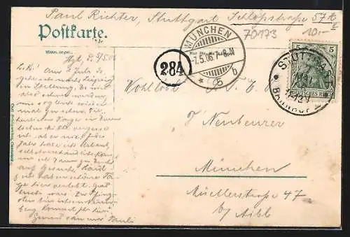 AK Stuttgart, Rathaus mit Markt