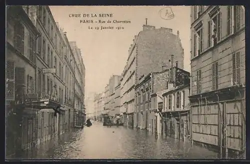 AK Paris, Crue de la Seine 1910, Rue de Charenton inondée
