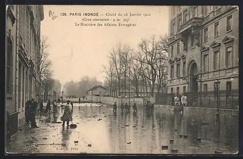 AK Paris, Inondation de 1910 devant le Ministère des Affaires Étrangères