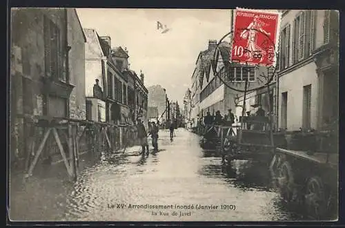 AK Paris, Le XVe Arrondissement inondé, Janvier 1910, La Rue de Javel