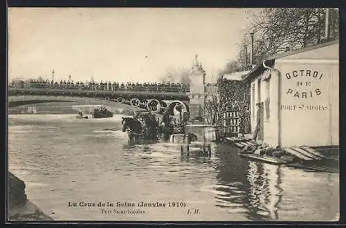 AK Paris, La crue de la Seine 1910 au Port Saint-Nicolas