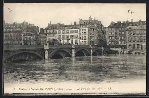 AK Paris, Inondations de 1910, Le Pont des Tournelles