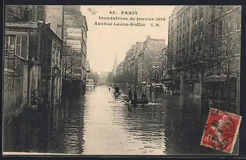 AK Paris, Inondations de janvier 1910, Avenue Ledru-Rollin