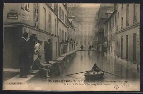 AK Paris, La Rue de Poitiers inondée au Faubourg Saint-Germain, 1910