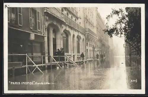 AK Paris, Inondation de la Rue de Lille