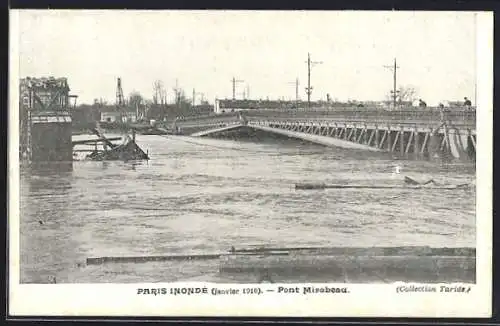 AK Paris, Inondation de janvier 1910 au Pont Mirabeau