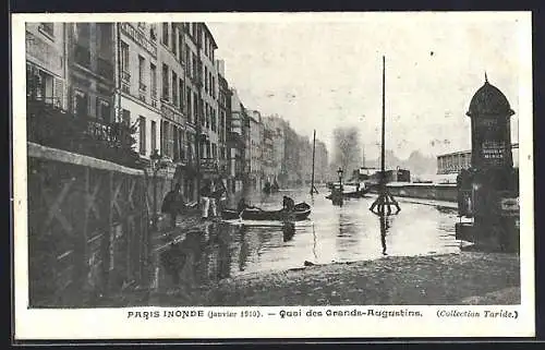 AK Paris, Inondation de janvier 1910, Quai des Grands-Augustins