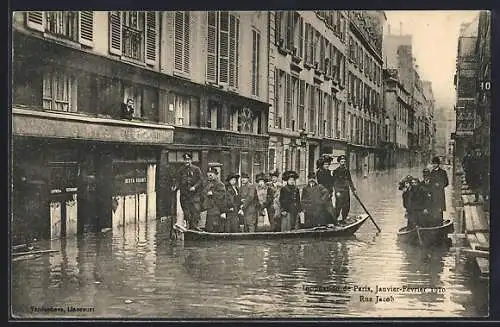 AK Paris, Inondation de Paris, Janvier-Février 1910, Rue Jacob