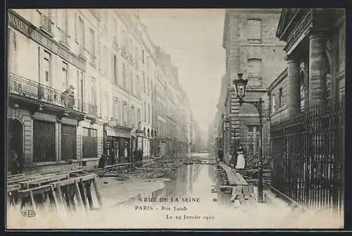 AK Paris, Crue de la Seine 1910, Rue Jacob inondée le 29 Janvier