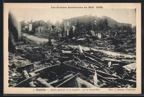 AK Reyniès, Aspect général de la localité après les Grandes Inondations du Midi 1930