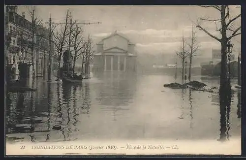 AK Paris, Inondations de 1910, Place de la Nativité