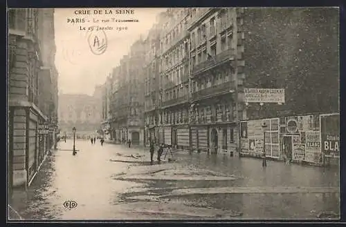 AK Paris, Crue de la Seine 1910, la rue Traversière inondée