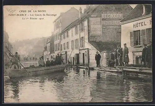 AK Port-Marly, Crue de la Seine 1910, Les Canots de Sauvetage