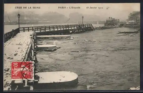 AK Paris, Crue de la Seine à l`Estacade, 28 Janvier 1910
