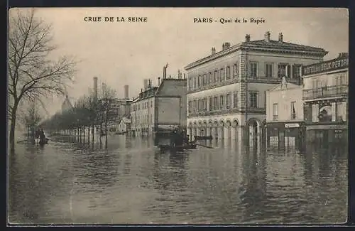 AK Paris, Crue de la Seine au Quai de la Rapée
