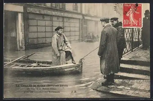 AK Maison-Alfort, Sauvetage lors de la crue de la Seine, janvier 1910