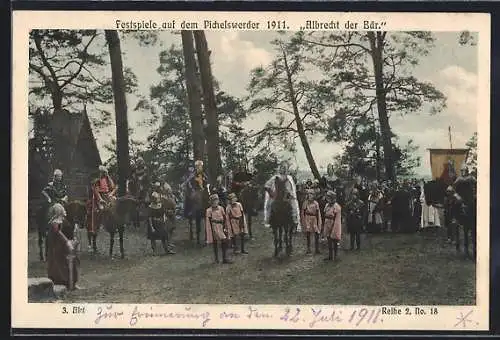 AK Berlin, Festspiele auf dem Pichelswerder 1911, Szenenbild aus Albrecht der Bär, 3. Akt