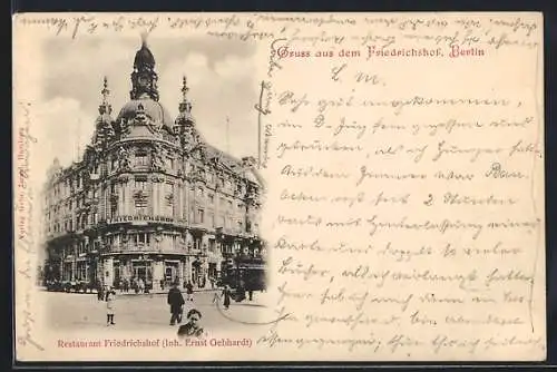 AK Berlin, Restaurant Friedrichshof E. Gebhardt, Friedrichstrasse