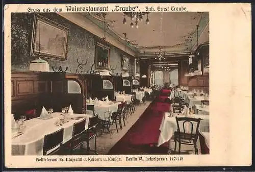 AK Berlin, Weinrestaurant Traube E. Traube, Leipzigerstr. 117-118, Innenansicht