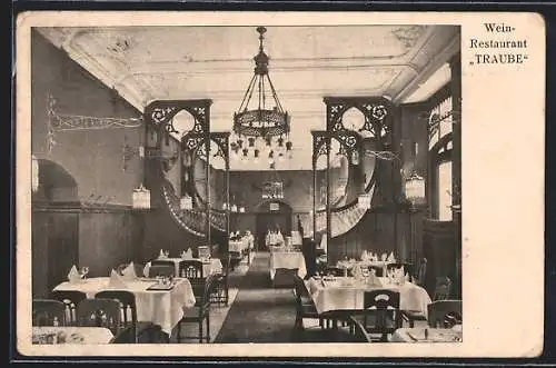 AK Berlin, Weinrestaurant Traube, Leipzigerstr. 117-118, Innenansicht mit Raumteiler