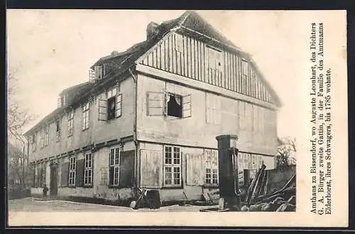 AK Bissendorf / Wedemark, Amtshaus, wo Auguste Leonhart, des Dichters G. A. Bürger zweite Gattin