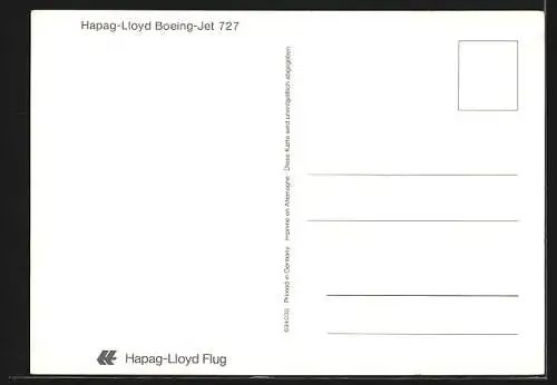 AK Flugzeug, Hapag-Lloyd Boeing-Jet 727 in der Luft