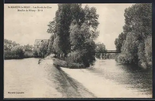 AK Saint-Martin-le-Beau, Les Bords du Cher, Moulin de Nitray, No 8