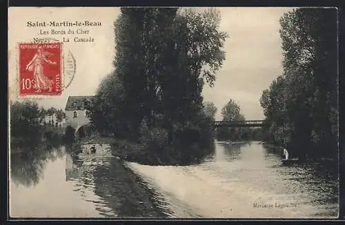 AK Saint-Martin-le-Beau, Les Bords du Cher, Nivaux, La Cascade