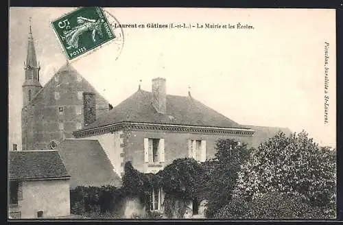 AK Saint-Laurent-en-Gâtines, La Mairie et les Écoles