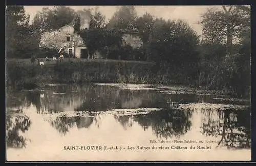 AK Saint-Flovier, Les Ruines du vieux Château du Roulet